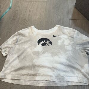 Nike White and Gray Logo Crop Top